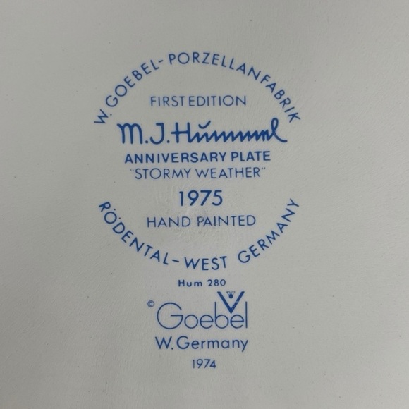 Vintage 1975 M.J. Hummel First Edition Anniversary Plate In Bas Relief - Picture 4 of 7